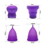 Medical Silicone Menstrual Cup&Foldable Cup Feminine Hygiene Menstrual Period Reusable Vaginal Bowl  Gift Face Cleansing Brush