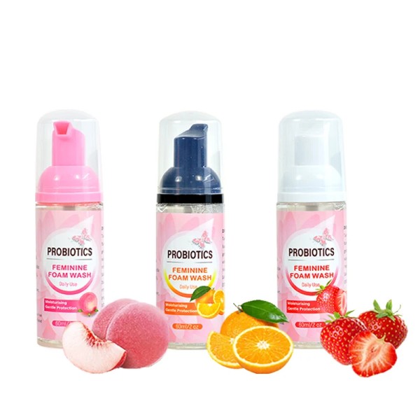 5 Bottle/60ML Woman Intimate Yoni Wash Natural Probiotics Feminine Foam Wash for Detox Cleaning Care