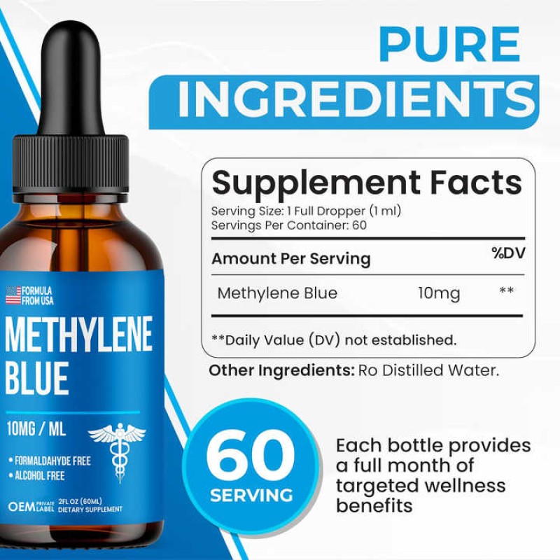 Methylene Blue Drops Supplier - Private Label 99.99% Pure Men Women Adult