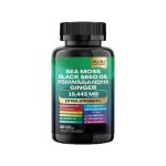 OEM Lrish Sea Moss Capsules Black Seed Oil Ashwagandha Turmeric Bladderwrack Burdock Extract Support Immune Seamoss