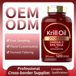 OEM Pure Premium Krill Oil Antarctic Softgels with Astaxanthin Omega-3 EPA DHA and Phospholipids Dietary Supplements