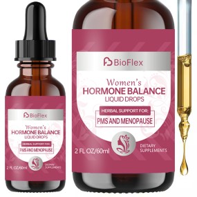 OEM Private Label 60ml Women's Female Hormone Balance Drink Drops Herbal Supplements for Women PMS and Menopause