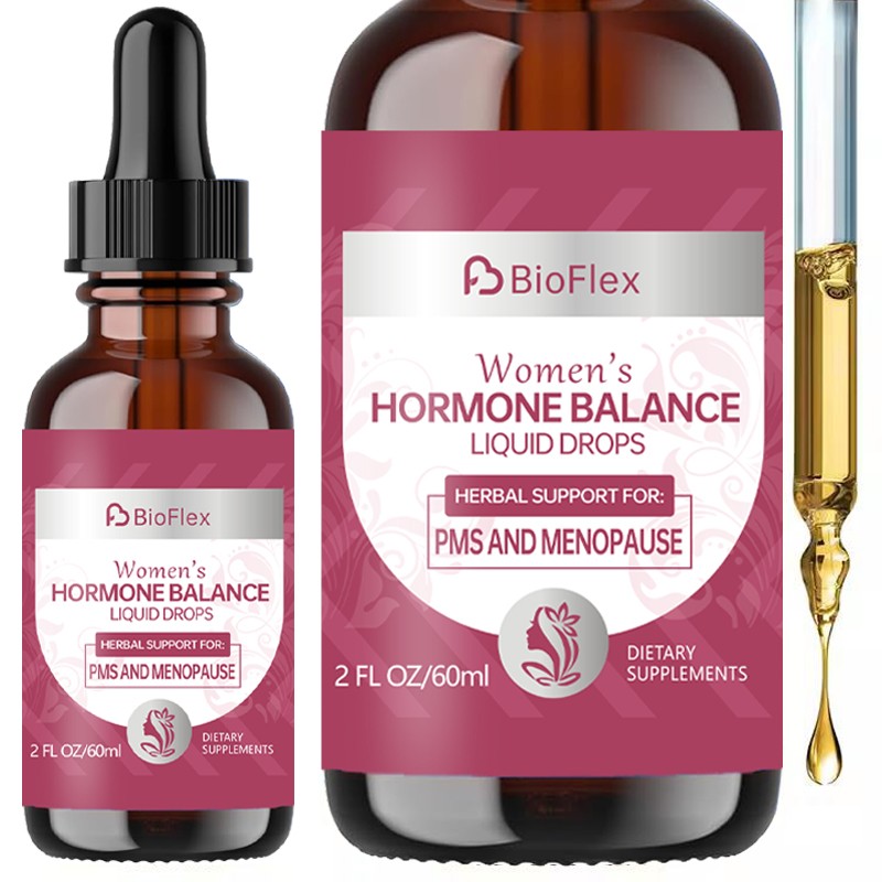 OEM Private Label 60ml Women's Female Hormone Balance Drink Drops Herbal Supplements for Women PMS and Menopause