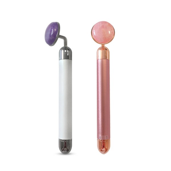 Electric Jade Roller Supplier - 2021 Custom Logo Rose Quartz Vibrating Massager