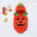 Halloween Baby Clothing Factory - Pumpkin Sleeveless Hoodie Bodysuit