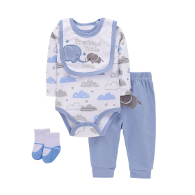Baby Printed Clothes Supplier - Cartoon Long Sleeved Four Piece Set