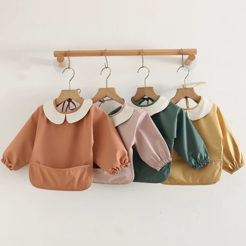 Feeding Apron Supplier - Waterproof Washable Long Sleeve with Pocket