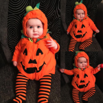 Halloween Baby Clothing Factory - Pumpkin Sleeveless Hoodie Bodysuit