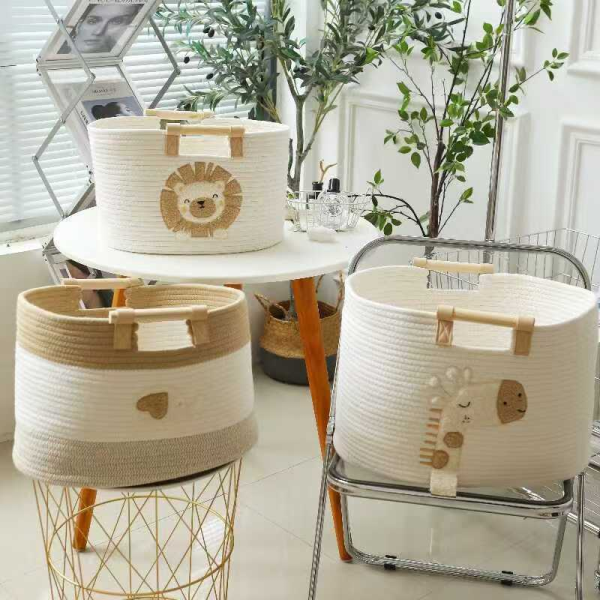 Baby Diaper Caddy Manufacturer - Cotton Rope Laundry Storage Basket