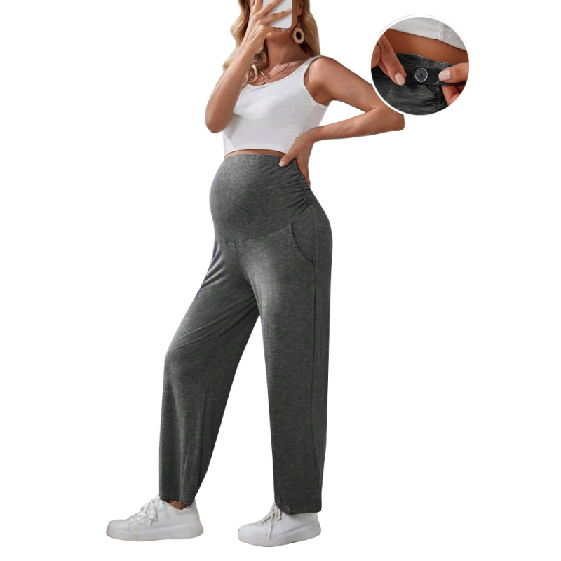 Maternity Pants Manufacturer - Casual Adjustable Waistband Solid