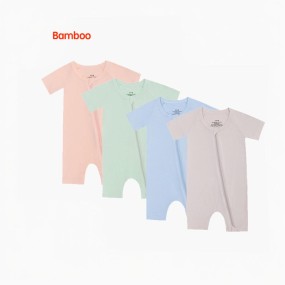 Bamboo Romper Supplier - Unisex Printed Zipper Closure Infant Wear