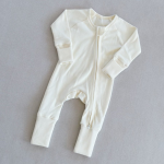 Cotton Romper Manufacturer - Unisex White Zipper Footie Bodysuit