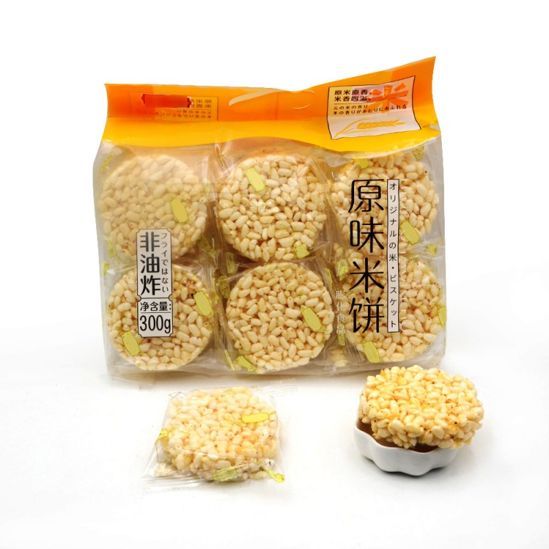 OEM/ODM Gourmet Healthy Halal Snack Grain Food Non-fried Original Rice Cracker Biscuit