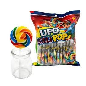 Wholesale Custom Sweet Fruit Round Swirl Rainbow Lollipop