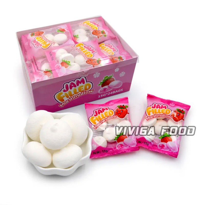 Strawberry Flavor Jam Center Filled Marshmallow Candy