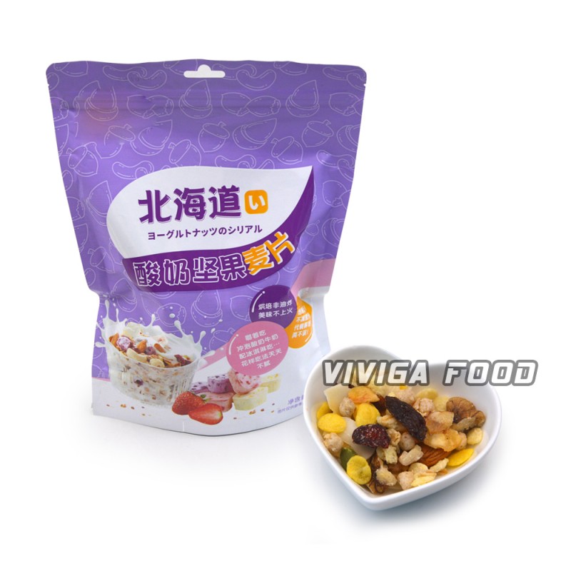 Delicious Breakfast Healthy Snack Food Bag Packing Nuts Dried Fruit and Yogurt Mix Oatmeal