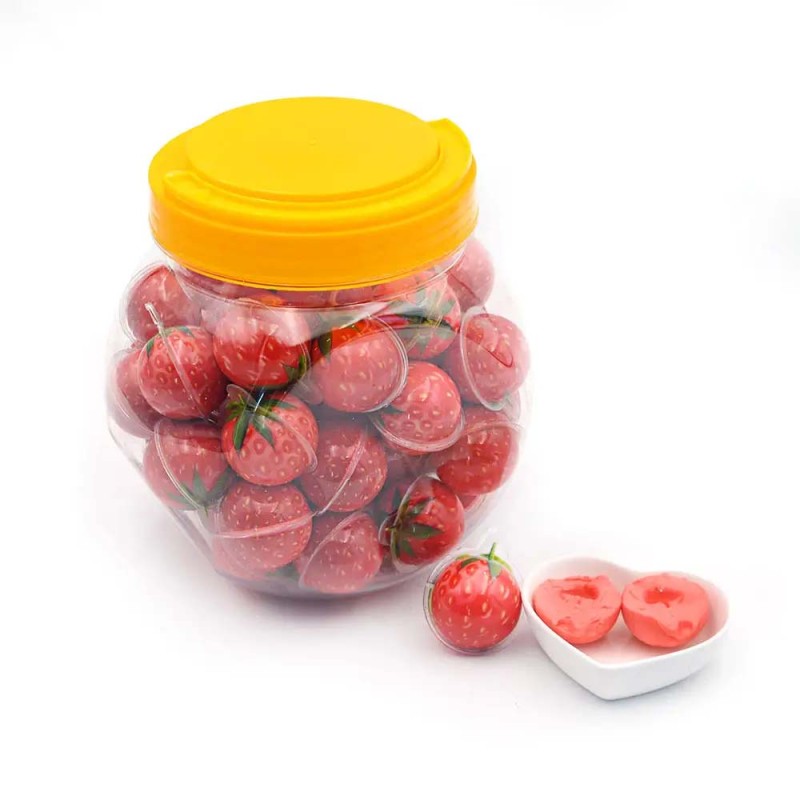 Wholesale Custom Strawberry Shape Jam Filled Ball Jelly Gummy Candy