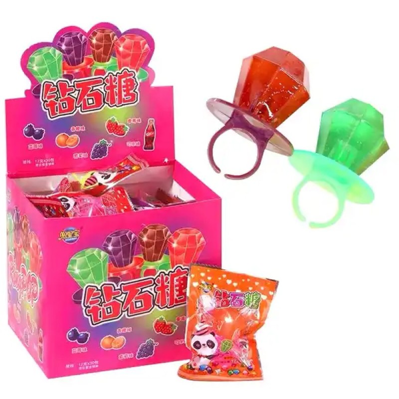 Wholesale Halal Diamond Ring Pop Hard Candy Toys Lollipop Sweet