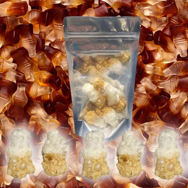 Wholesale Custom Bag Packing Ranibow Sweet Cola Shape Chewy Freeze Dried Candy