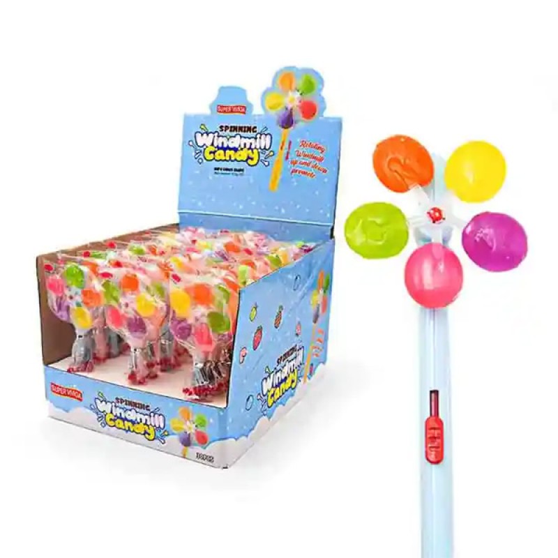 Wholesale Colorful Sweet Spin Windmill Whistle Hard Lollipop Candy Toys