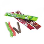 Wholesale Custom rainbow Sugar Coated Sour Stick Strips Soft Chewy Gummy Candy Sweets