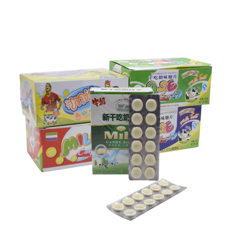 Wholesale Compressed Round Shape Chinese Dry Cow Milk Tablet Candy