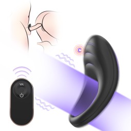 SHIDUNSI Remote Control Couple Sharing Cock Ring Penis Ring Extreme Flapping Vibration Elastic Silicone Sex Toys for Men