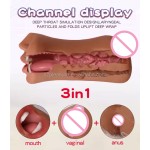 3 in 1 Masturbator Anal Butt Mouth Real Vagina Pockets Pussy for Men Sex Male Toys Sex Adult Sexy Toys Male Masturbator