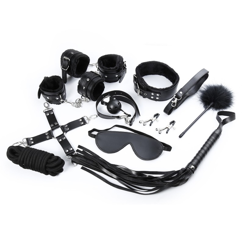 10 Piece Set of Leather Fun PU 10 Piece Set of Adult Toys for Couples