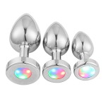 Bullet Head Anal Plug rainbow Light Emitting Metal Anal Plug Expansion Adult Products  Sex Toys