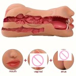 3-in-1 Male Masturbator with Realistic Mouth Tight Tunnel Pussy Deep Throat Adult Sex Toy for Intense Pleasure