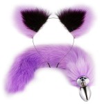Purple Tail Anal Plug Fun Plush Hair Clip Ear Role-playing Anal Plug Expansion Purple Set