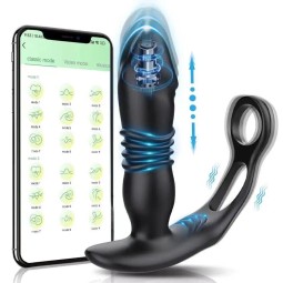 3 in 1 App Control Thrusting Dildo Telescopic Butt Plug With Cock Ring Anal Vibrator Sex Toys for Adult Men