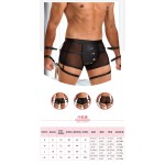 Men's SM Sexy Concealed-button Underwear, European and American Cross-border Trade, Black PU Leather, Trendy Men's Boxer Briefs