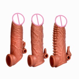Male Penis Set Locking Ring  Elongated and Thickened Crystal Set Particle Vibrating Wolf Tooth Set  Adult Product