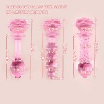Crystal Rose Anal Plug Beads Adult Anal Training Sex Toys Women G-Spot Masturbation Pink Glass Dildo Butt Plug for Female Male