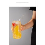 Glass Tea Cup Manufacturer - 600ml with Lids and Straws Slushy Cup
