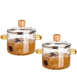Glass Cookware Set Manufacturer - 1.6L Double Handle Soup Stew Pot