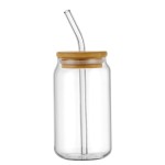Glass Tea Cup Manufacturer - 600ml with Lids and Straws Slushy Cup