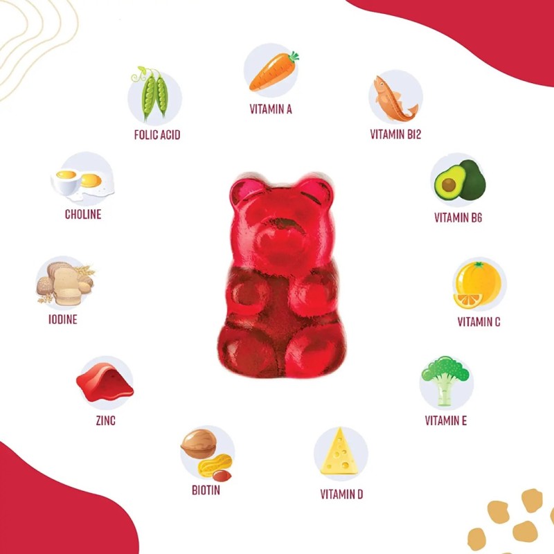完整的多种维生素软糖糖果健康维生素补充儿童和成人生长护理，不适合孕妇