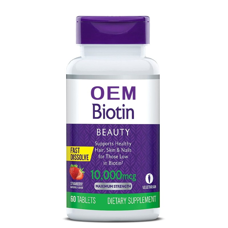 Private Label Biotin Tablets 10000 Mcg  Promote Healthy Hair Skin and Nails Support Energy Metabolism