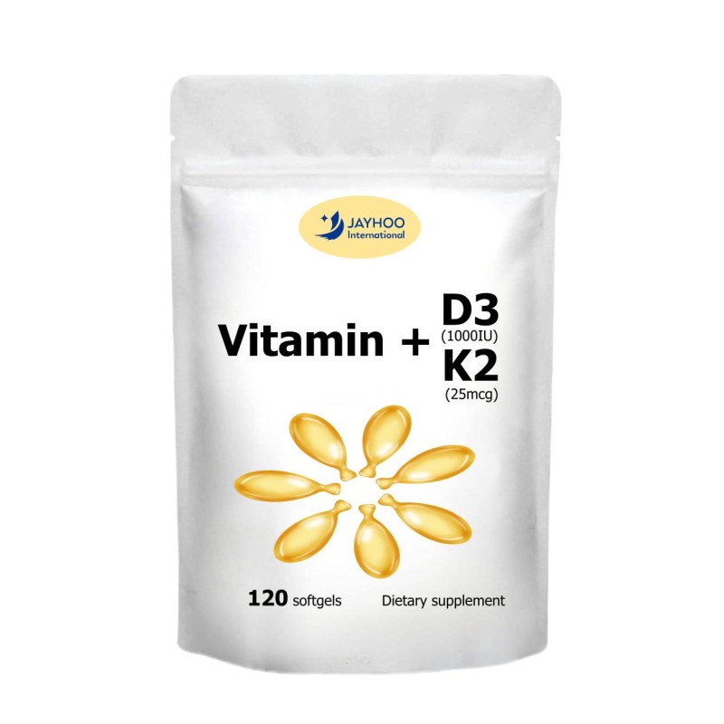 OEM Factory Direct Sale Vitamin K2 Vegan Health Antioxidant Vitamin D3+K2 Fish Oil Softgel Capsules