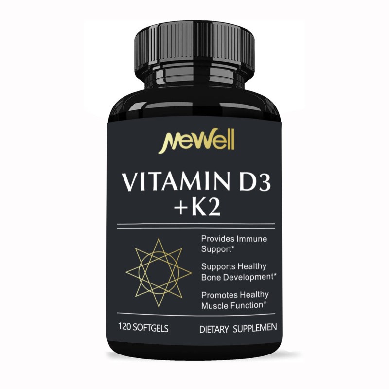 Vitamin D3 5000 IU with K2 100 Mcg 120 Soft-Gels Support Immune Heart Joint Teeth  Bone Health - Easy to Swallow