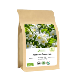 Organic Jasmine Pearl Green Tea Each Reusable Kraft Paper Bag with Four Ounces and Non-gmo