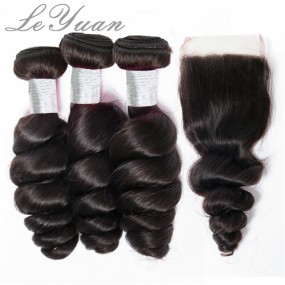 Virgin Loose Wave Bundles Factory - Double Drawn with Closure