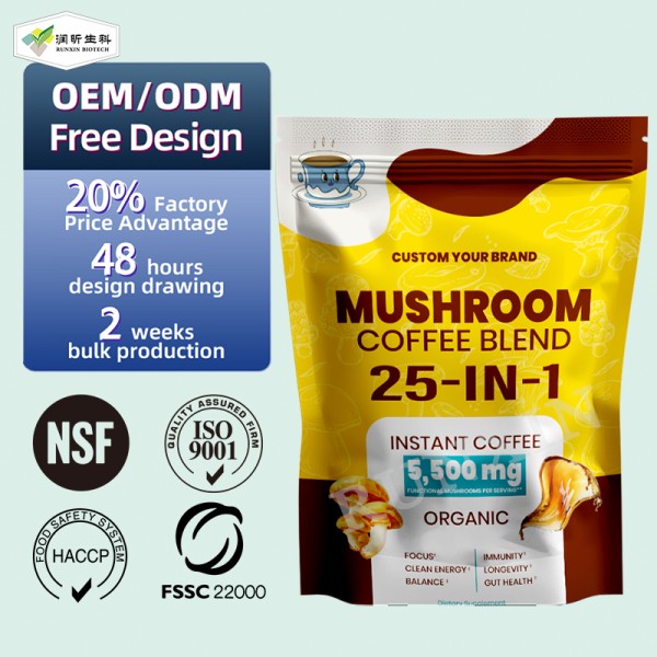 Reishi Coffee Manufacturer - OEM Organic GMP Instant 4 in 1 Mushroom Coffee