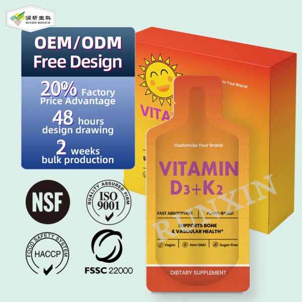 Vitamin K2 D3 Liquid Factory - Hot Sale 4 in 1 Energy Immunity Candy Dissolving