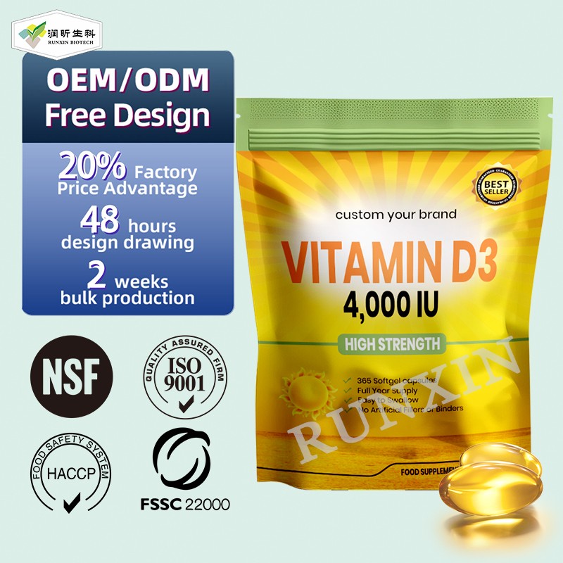 Vitamin D3 Softgels Factory - Customized OEM 4000 IU Maximum Strength Immunity