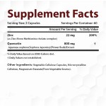 Zinc Quercetin Capsules Factory - 60 Vegetarian Antioxidant Immune