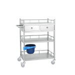 Surgical Trolley Manufacturer - Stainless Steel Emergency Cart 2 Layers